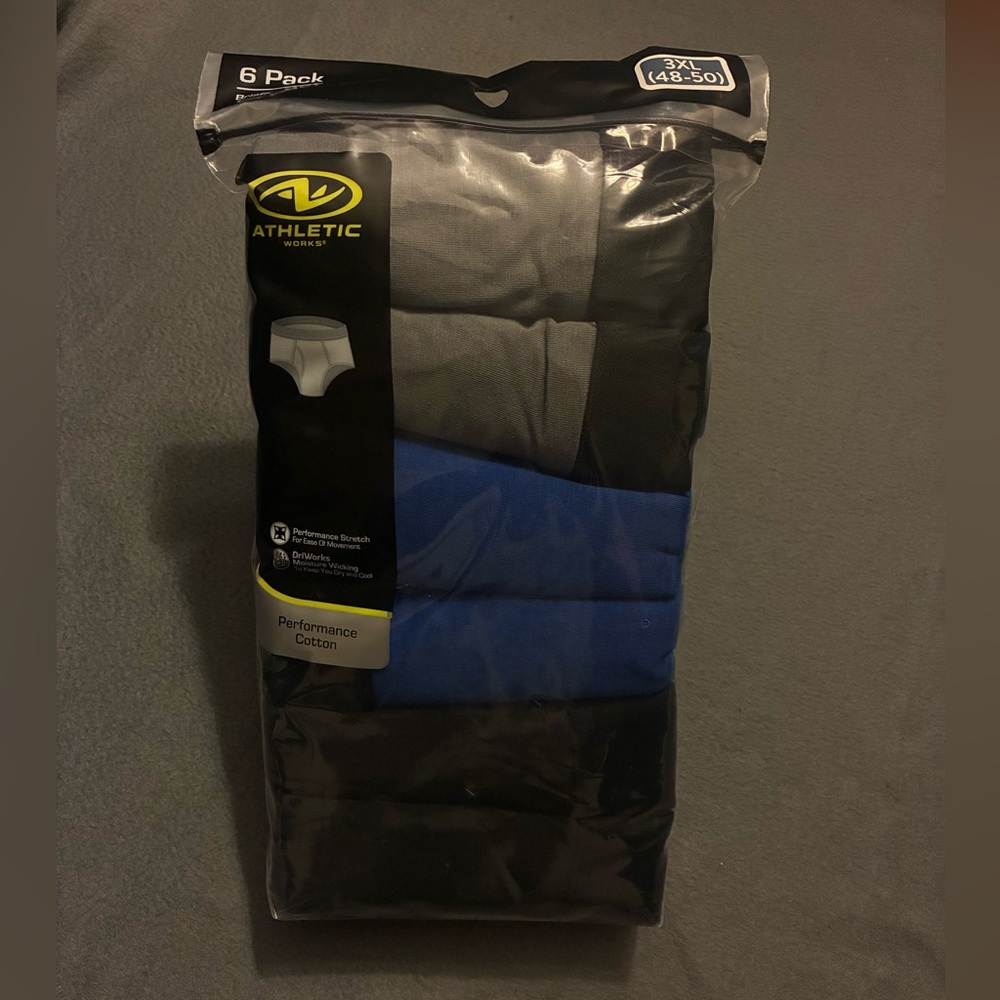 NWT Men’s ATHLETIC Works 6pk Cotton Briefs